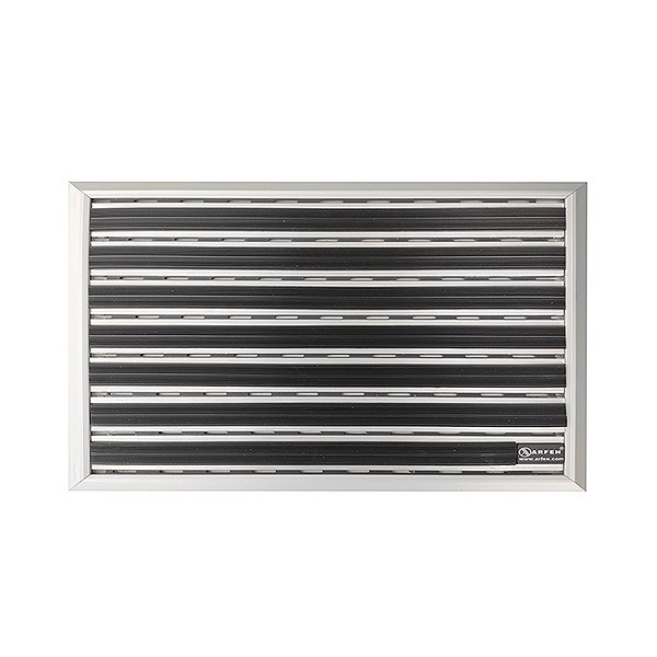 TAPIS DE SOL FIN SÉRIE T06 EN ALUMINIUM NOIR AVEC SURFACE SUPÉRIEURE EN CAOUTCHOUC.