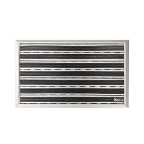 TAPIS DE SOL FIN SÉRIE T06 EN ALUMINIUM NOIR AVEC SURFACE SUPÉRIEURE EN CAOUTCHOUC.